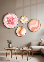 Wallity Conjunto de 4 Pinturas Decorativas enmarcadas en Madera Sólida Huhu296